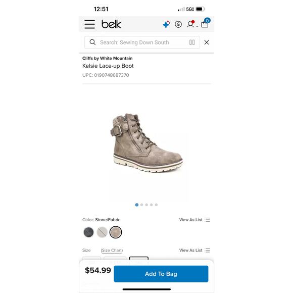 Cliffs by White Mountain Kelcie Zip Up Hiking Outdoor Boots Lace Up Size 10 Walk - Picture 5 of 15